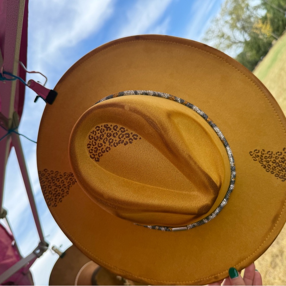 Mustard Yellow Hat with Leopard Accent